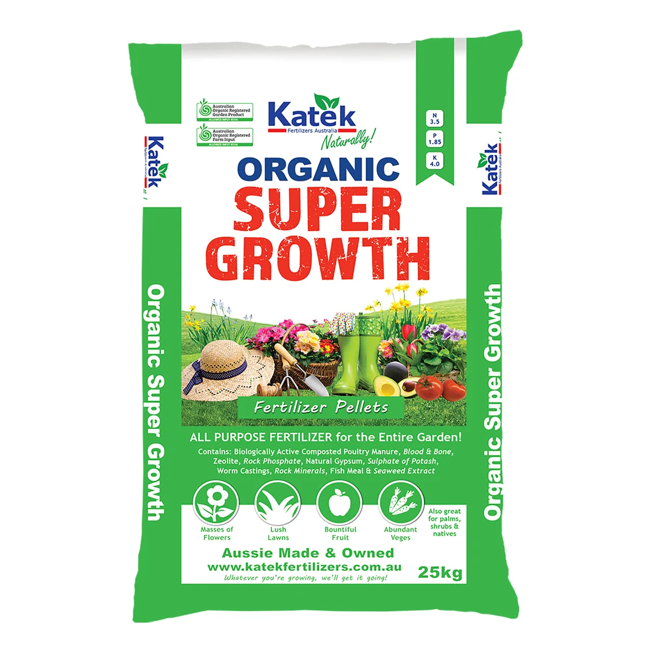 Super Growth Organic Fertiliser Pellets — 25kg