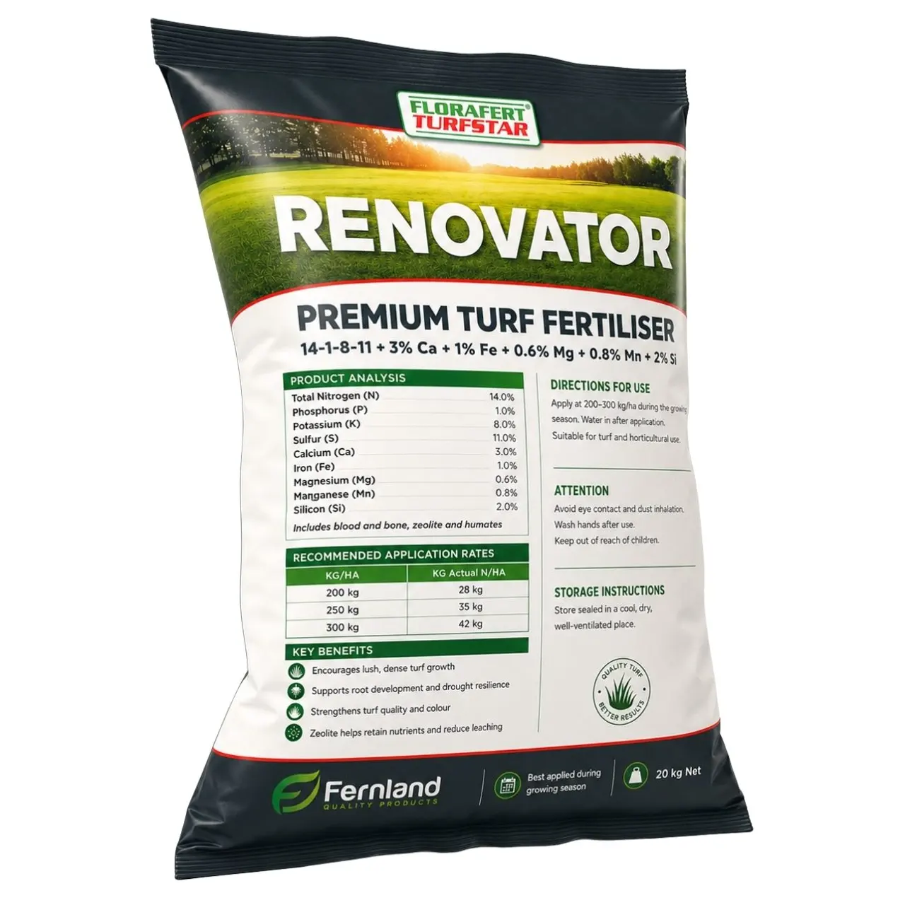 FloraFert TurfStar Renovator Lawn Fertiliser — 20kg