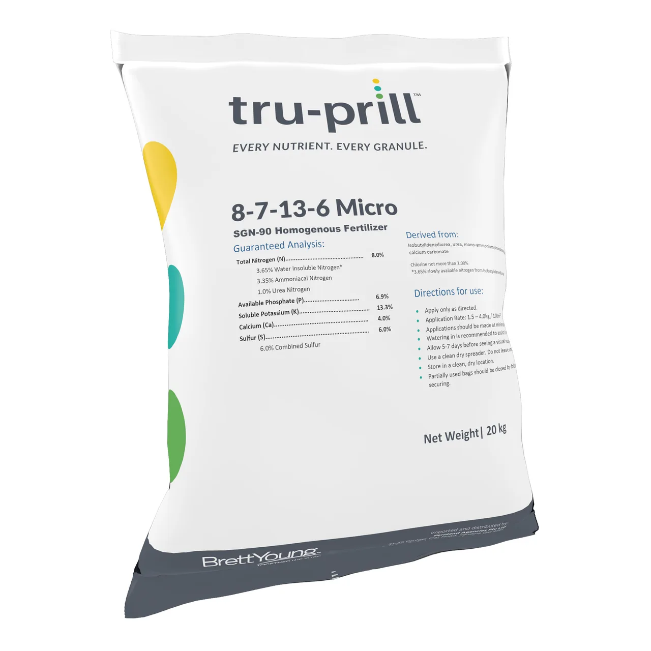 Tru-Prill 8-7-13 Premium Greens Grade Turf Fertiliser — 20kg · Greens, 90SGN