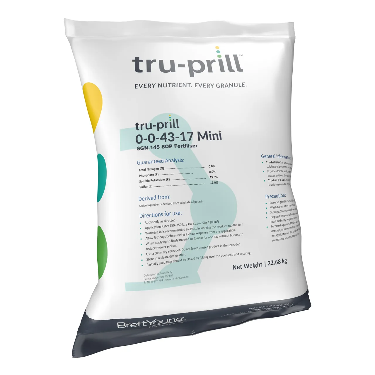 Tru-Prill 0-0-43 SOP Greens Grade Turf Fertiliser — 22.68kg · Greens, 145SGN