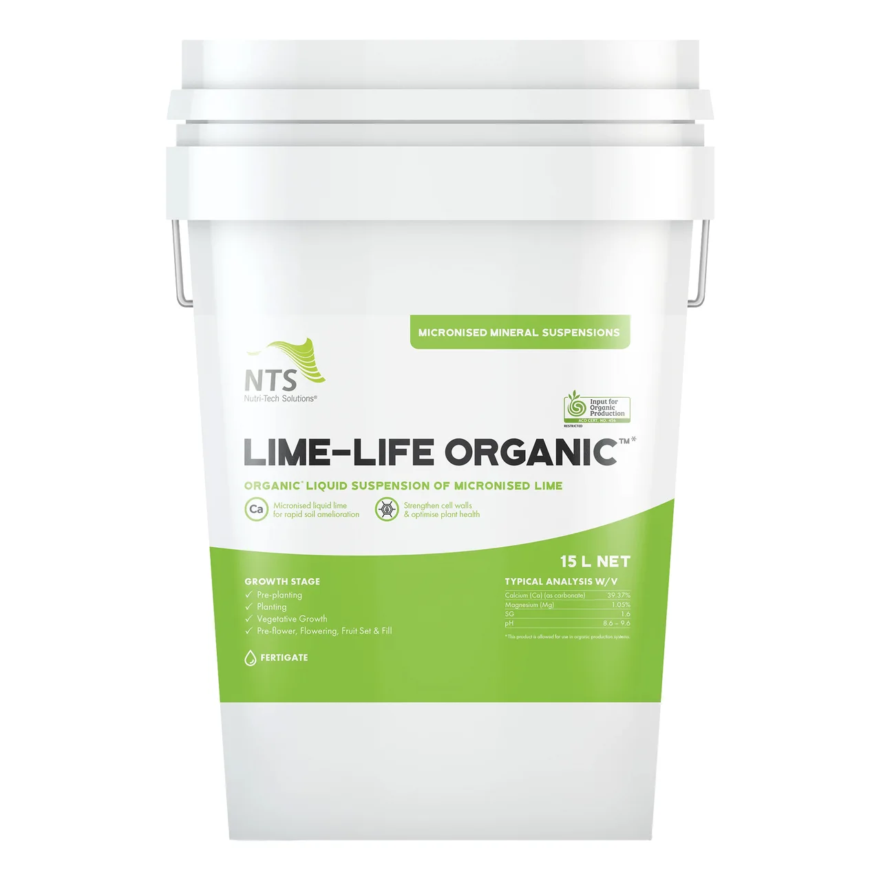 Lime-Life Organic Liquid Lime Suspension and Fulvic — 15 Litre