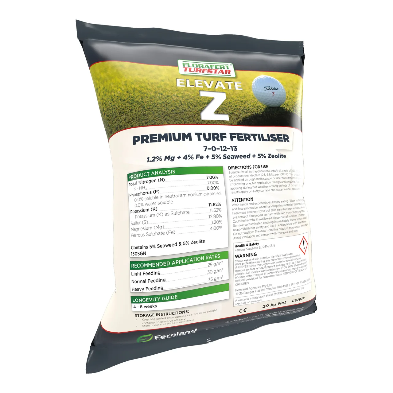 TurfStar Elevate Z Turf Fertiliser with Zeolite — 25kg · 150SGN