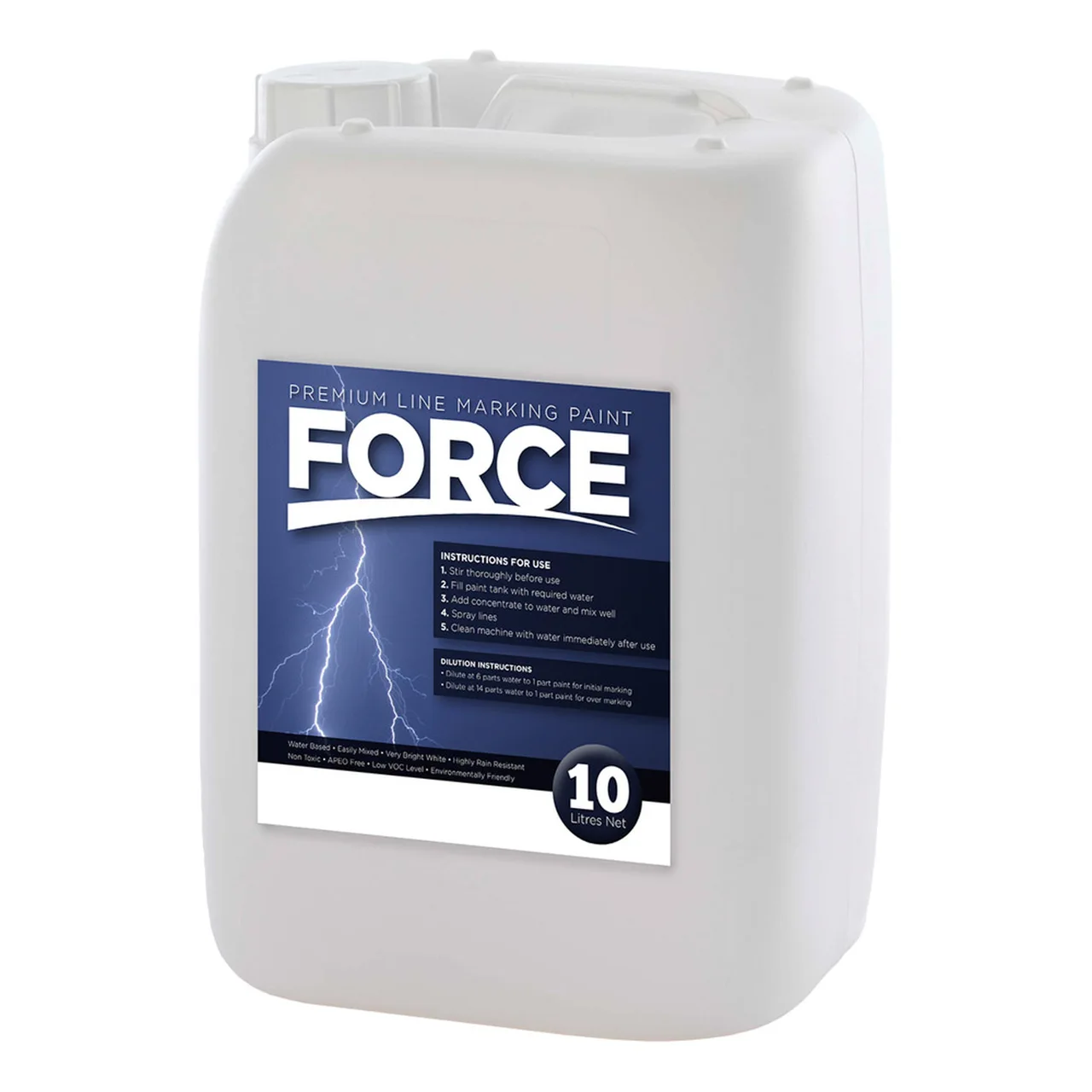 FORCE (15:1) Line Marking Paint — 10 Litre · Black