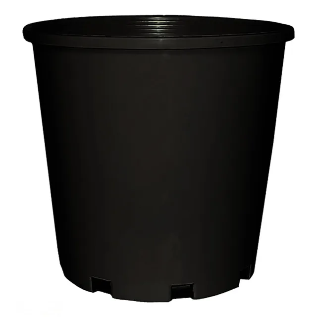 200mmØ Slimline Pot Black -  The Garden Superstore