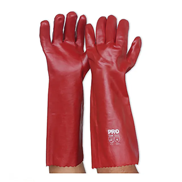 Red PVC Elbow-length Mens Gloves, pair -  The Garden Superstore